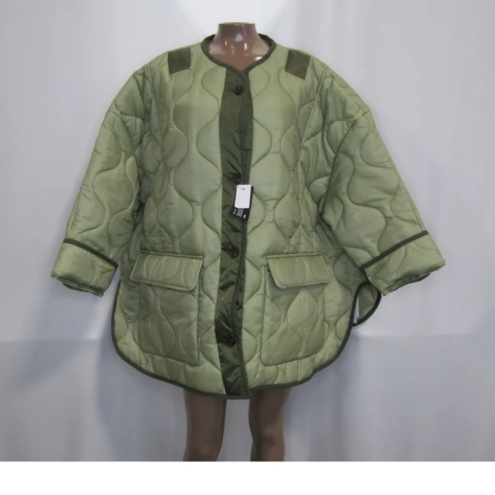 The Frankie Shop Women's US M/L Teddy Quilted Jacket Moss Green